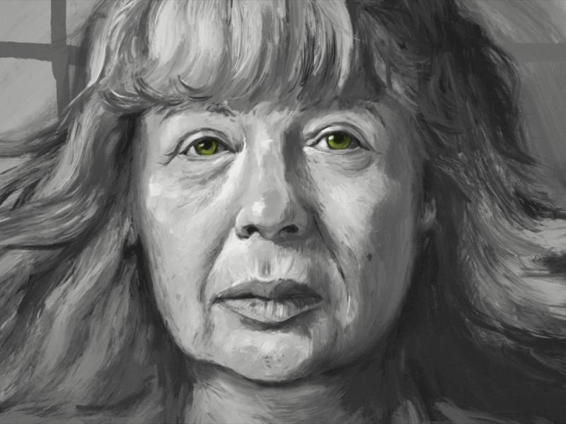 Et tegnet billede af Tove Ditlevsen i Sort hvid